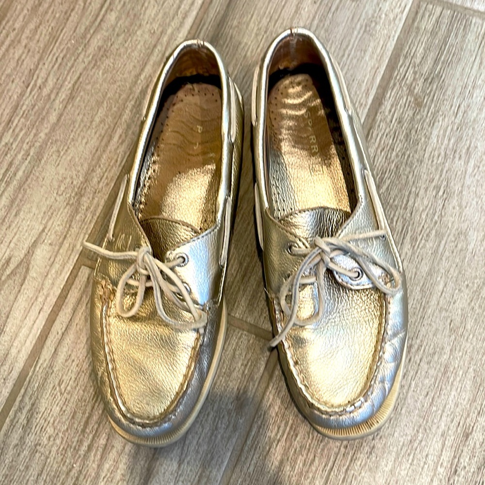 Gold Sperry Loafers